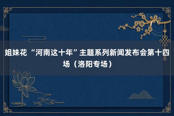 姐妹花 “河南这十年”主题系列新闻发布会第十四场（洛阳专场）